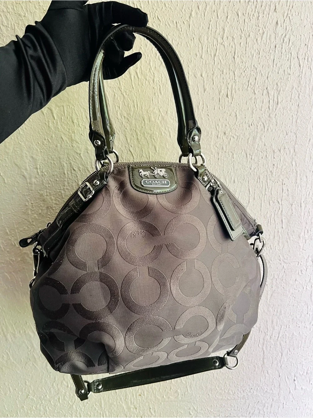 Coach Madison Op Art Signature Lindsey Satchel